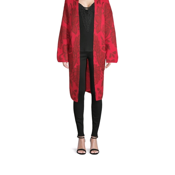 Time & True Oversized Red Drop Shoulder Cardigan - Picture 2 of 4